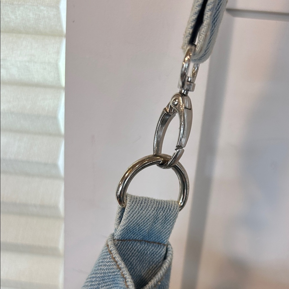 Light Blue Denim Crossbody Bag with handles and Removable Strap - Picture 8 of 13